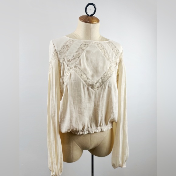 Free People Geometry Lessons Women's Top Ivory Lace Small - Picture 3 of 7